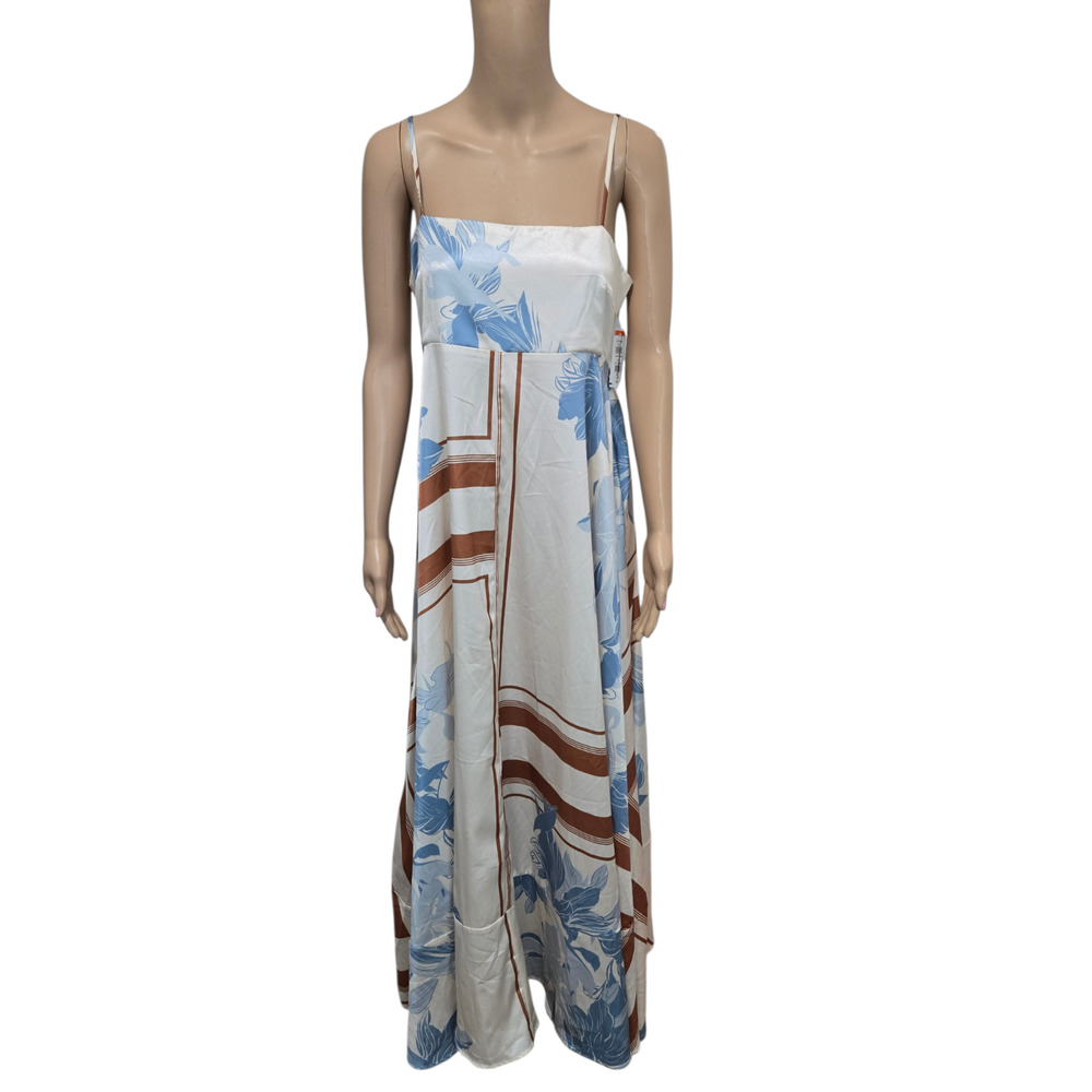 Petal & pup Large silky floral long slit dress *has marks
